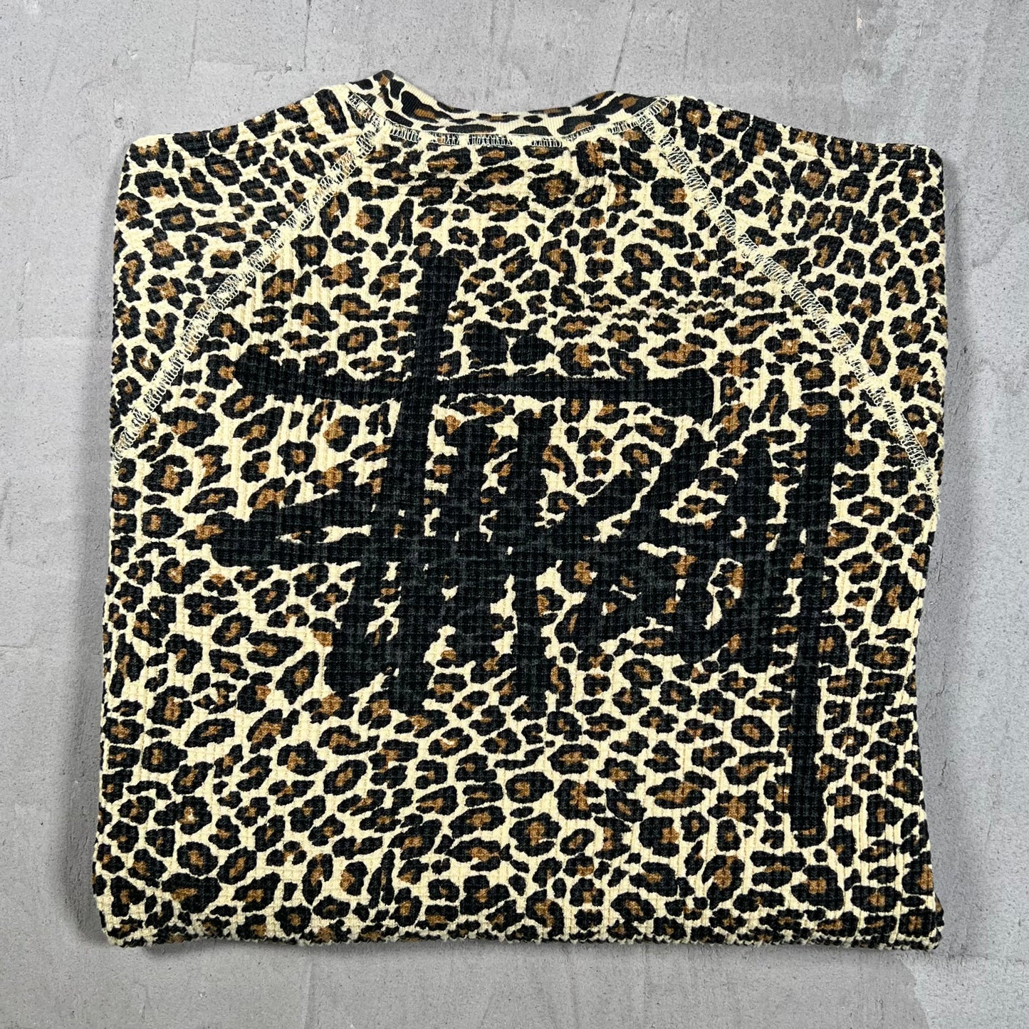 Stussy Leopard Print Thermal Longsleeve Size Medium USED x18299