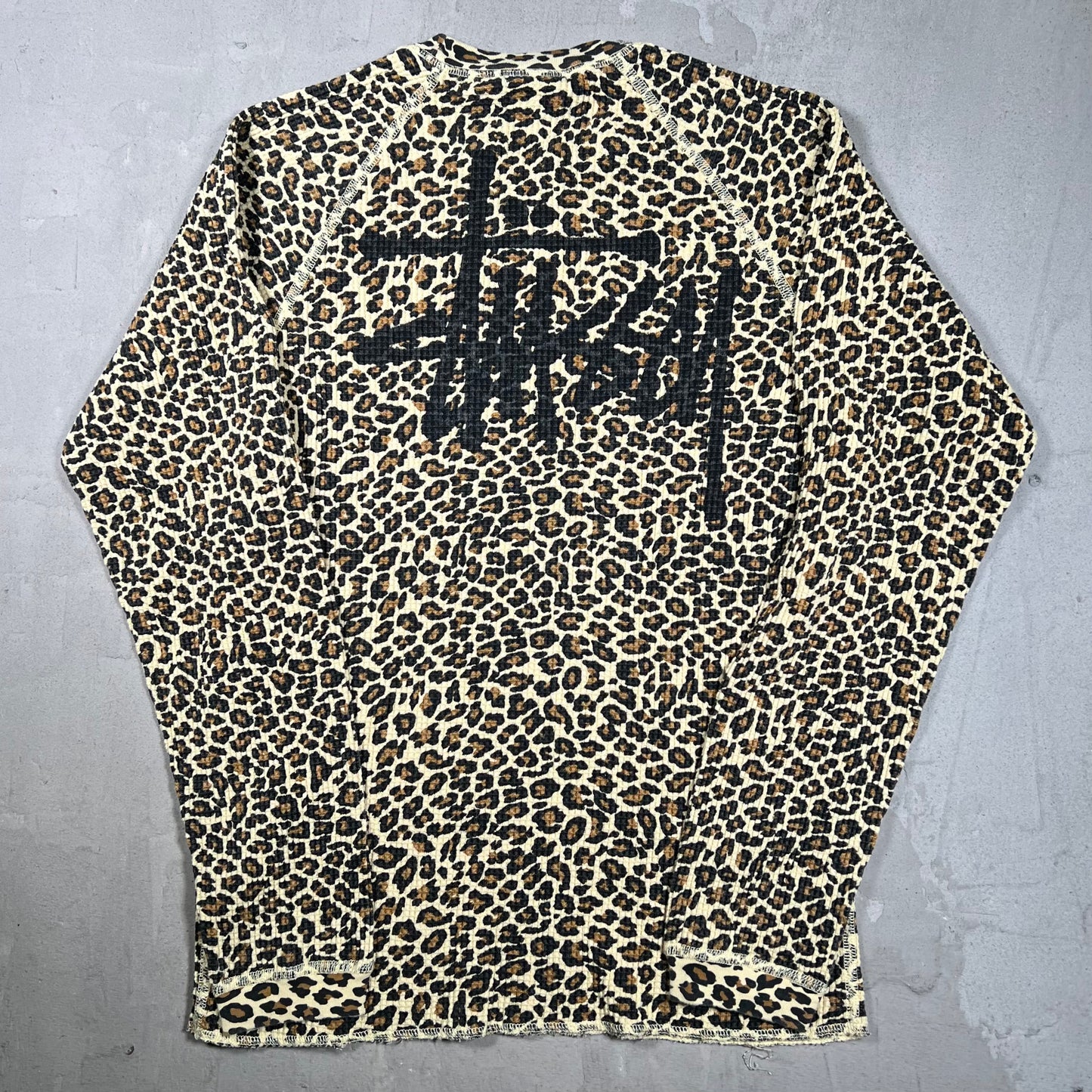 Stussy Leopard Print Thermal Longsleeve Size Medium USED x18299