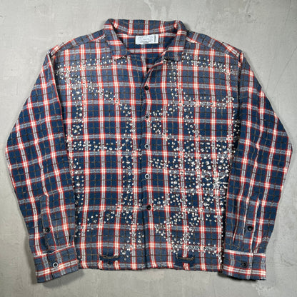Vale Blue/Red Rhinestone Flannel Size Small USED x18303