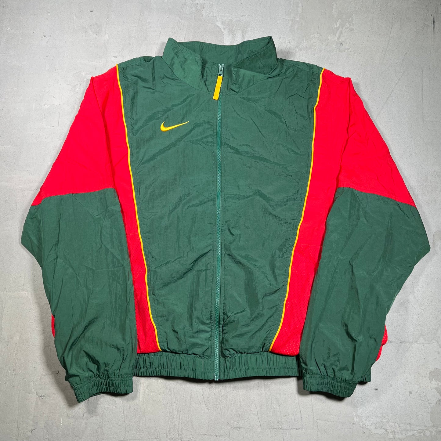 Nike Green/Red Track Zip Up Light Jacket Size XXL USED v19980