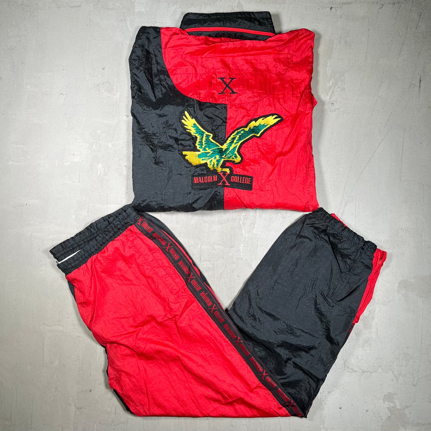 1990s Malcom X Red/Black Tracksuit Size XL USED v19986