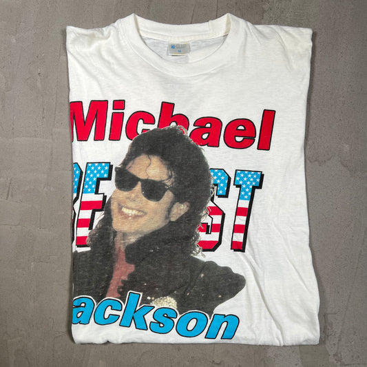 1990s Michael Jackson Best Bootleg White Tee Size Medium USED v20018