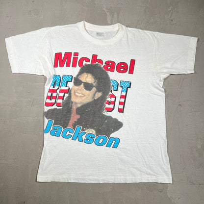 1990s Michael Jackson Best Bootleg White Tee Size Medium USED v20018