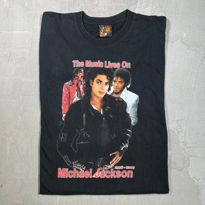 2009 Michael Jackson Music Lives On Rip Black Tee Size XL USED v20020