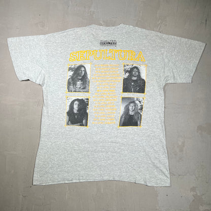 1990s Sepultura Brazilian Heavy Metal Grey Tour Tee Size XL USED v20022