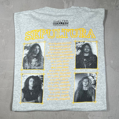 1990s Sepultura Brazilian Heavy Metal Grey Tour Tee Size XL USED v20022