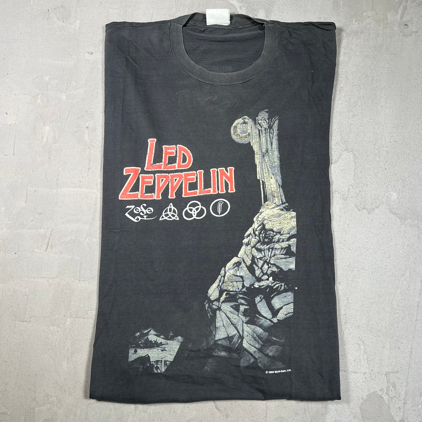 1989 Led Zeppelin "The Hermit" Black Tee Size Large USED v20004