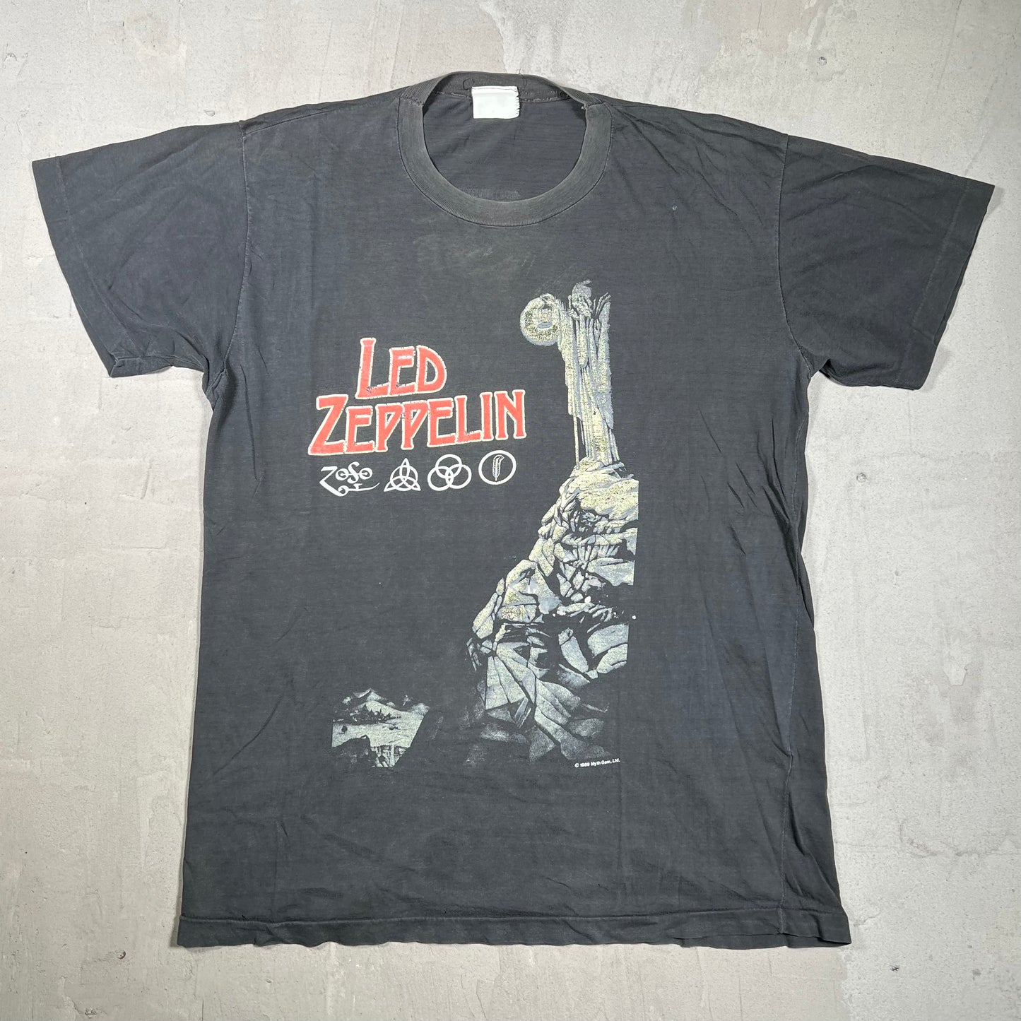 1989 Led Zeppelin "The Hermit" Black Tee Size Large USED v20004
