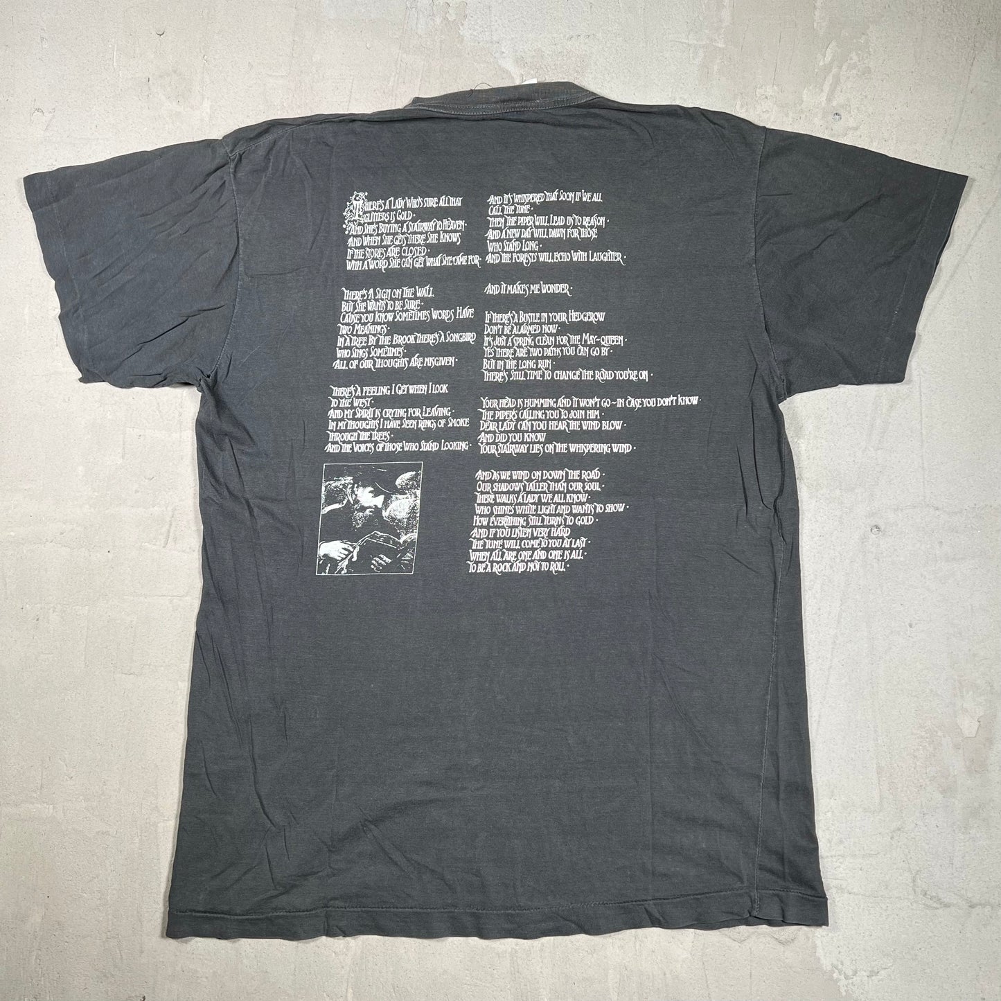 1989 Led Zeppelin "The Hermit" Black Tee Size Large USED v20004