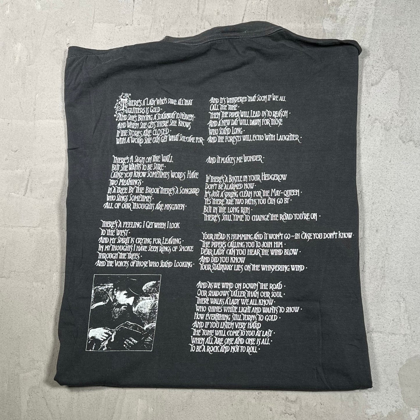 1989 Led Zeppelin "The Hermit" Black Tee Size Large USED v20004