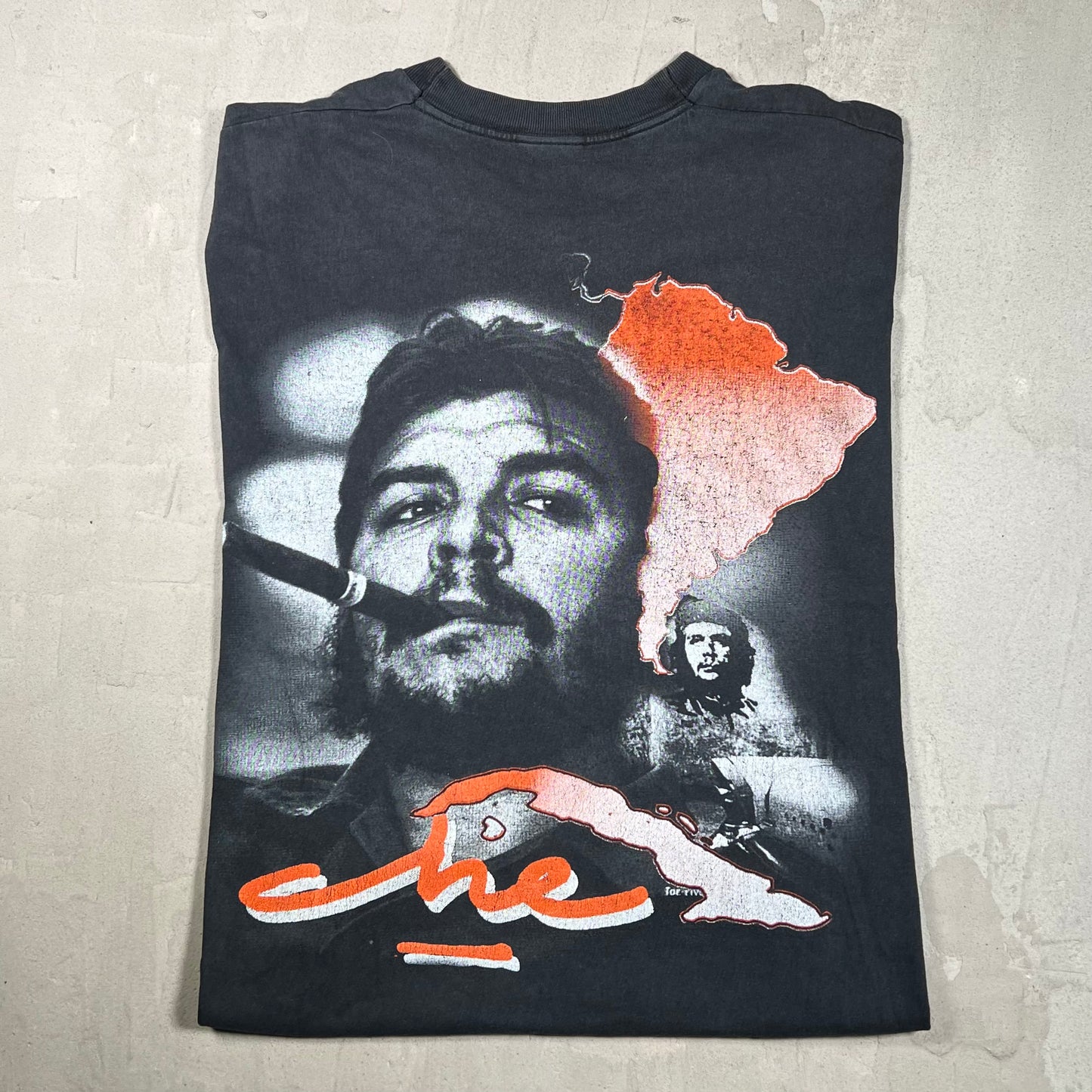 1990s Che Guevara Big Face Tee Black Size XL USED v20021
