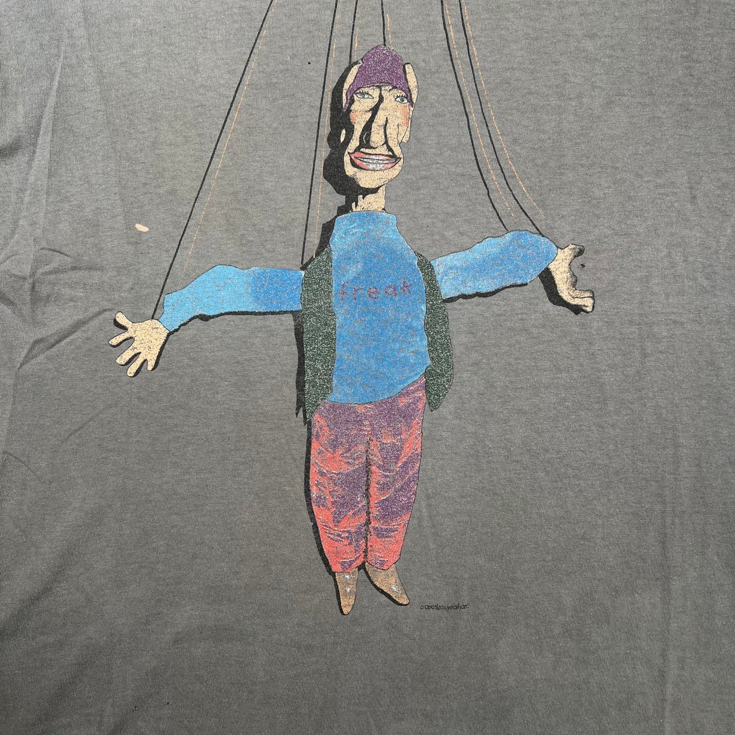 1994 Pearl Jam Grey "Freak" Tee Size Large USED v20006