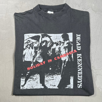 1990s Dead Kennedys Holiday in Cambodia Washed Black Tee Size Large USED v20024