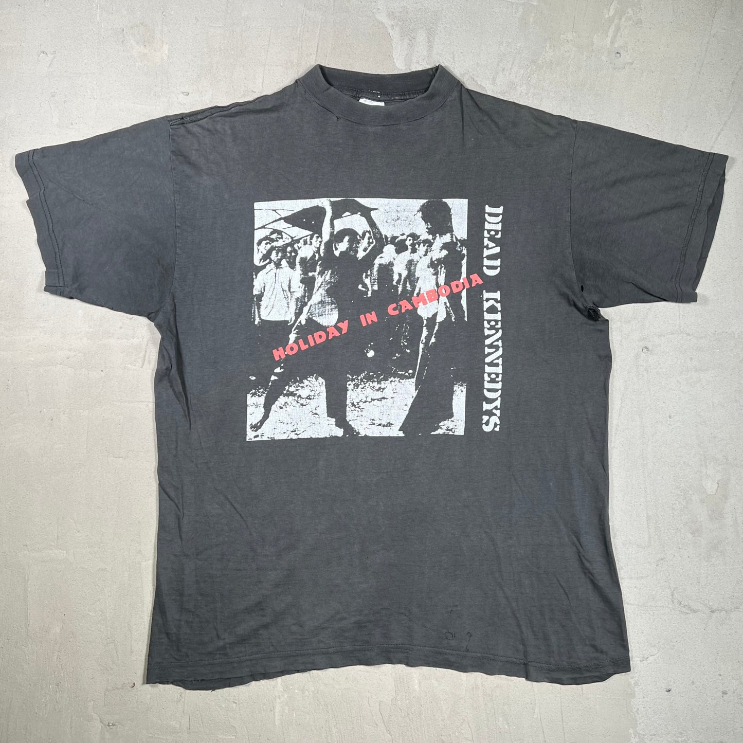 1990s Dead Kennedys Holiday in Cambodia Washed Black Tee Size Large USED v20024