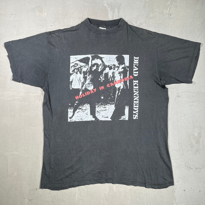 1990s Dead Kennedys Holiday in Cambodia Washed Black Tee Size Large USED v20024