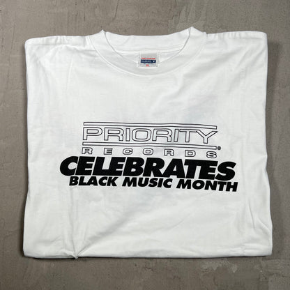 Y2K Priority Records Black Music Month White Tee Size XL USED v20014