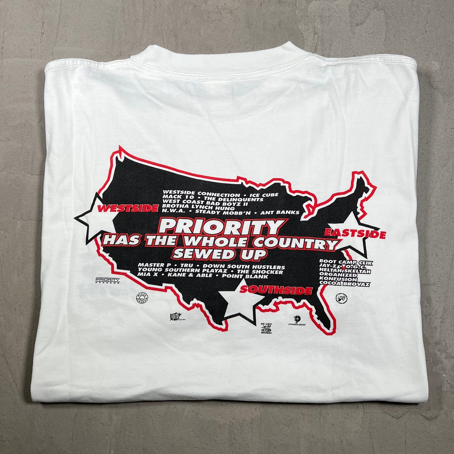 Y2K Priority Records Black Music Month White Tee Size XL USED v20014