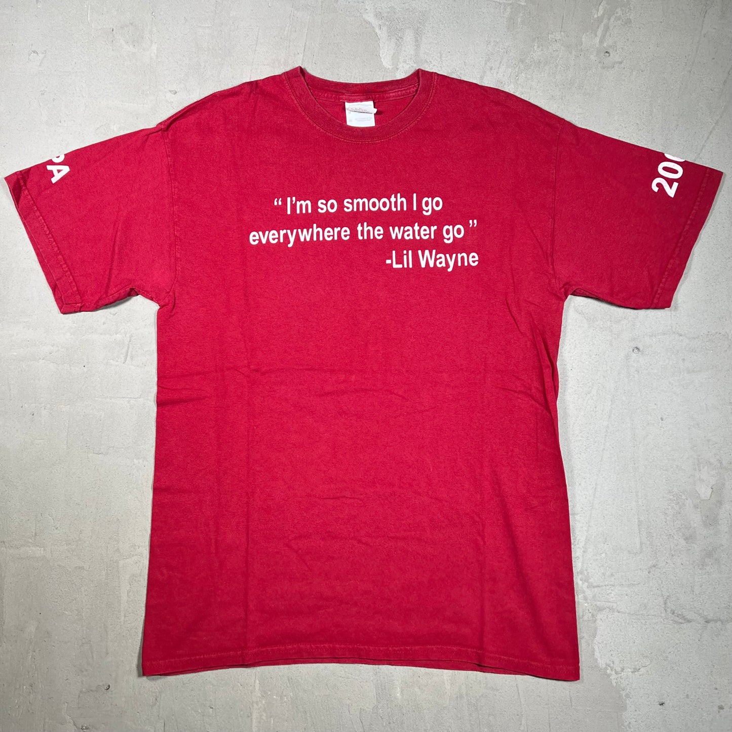 2009 Lil Wayne Smooth As Water C-Stunna Red Tee Size Medium USED v20015
