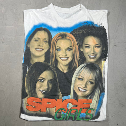 1990s Spice Girls Big Head Group White Tee Size Medium USED v20017
