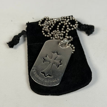 Chrome Hearts Stearling Silver Dog Tag Necklace USED x18501