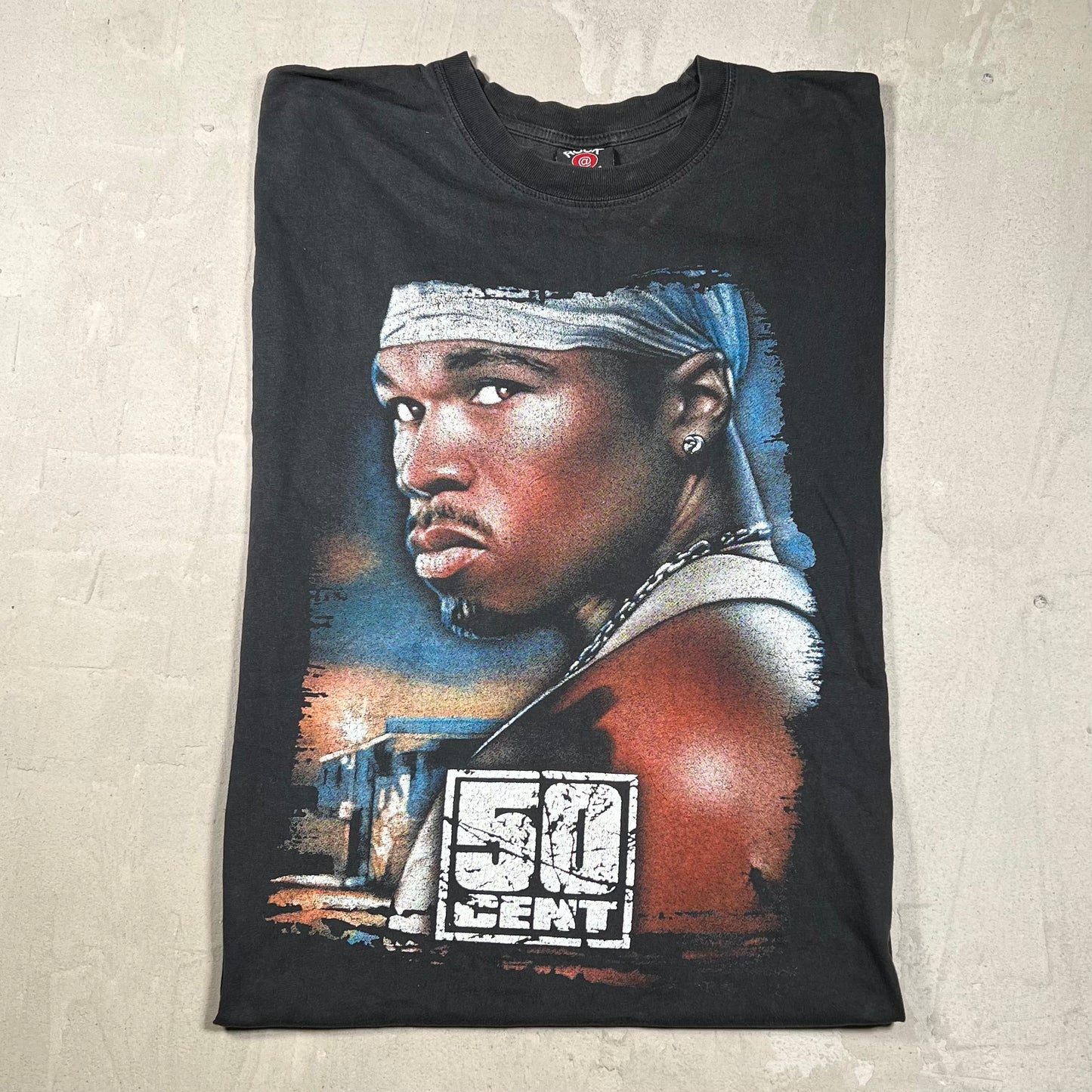 Y2K 50 Cent Portrait Tee Black Size XL USED v20009