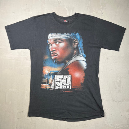 Y2K 50 Cent Portrait Tee Black Size XL USED v20009