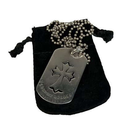 Chrome Hearts Stearling Silver Dog Tag Necklace USED x18501