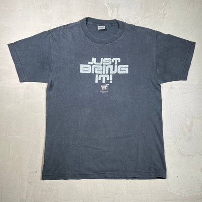 2000 WWF The Rock "Just Bring It" Black Tee Size Large USED v20010