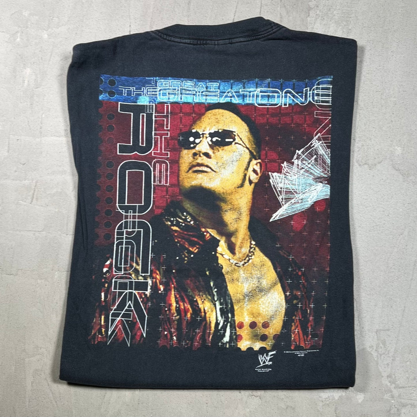 2000 WWF The Rock "Just Bring It" Black Tee Size Large USED v20010