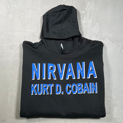 2000 Nirvana Kurt D Cobain Big Head Black Hoodie Size XL USED v20016