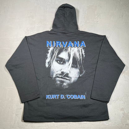 2000 Nirvana Kurt D Cobain Big Head Black Hoodie Size XL USED v20016