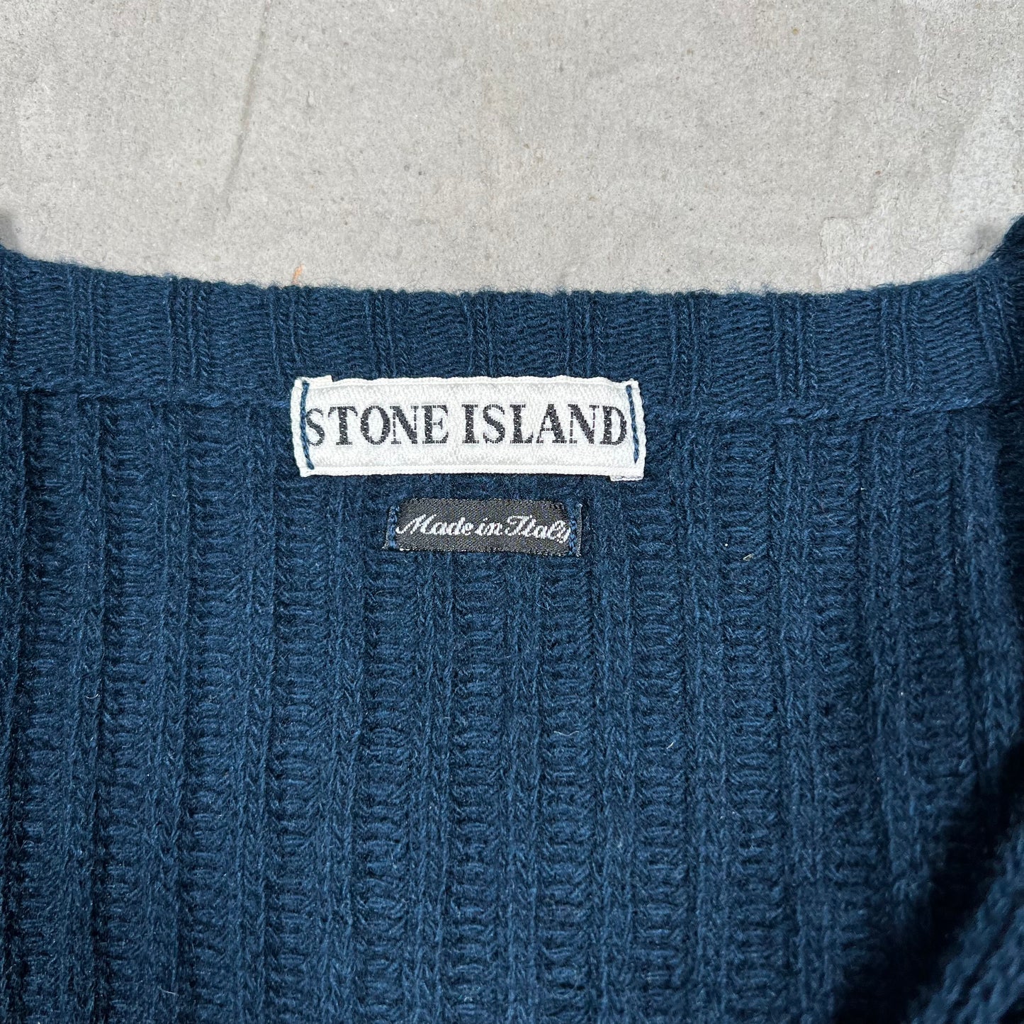 1990s Stone Island Ribbed Knit V Neck Sweater Size Medium USED x18315
