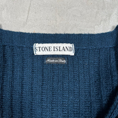 1990s Stone Island Ribbed Knit V Neck Sweater Size Medium USED x18315