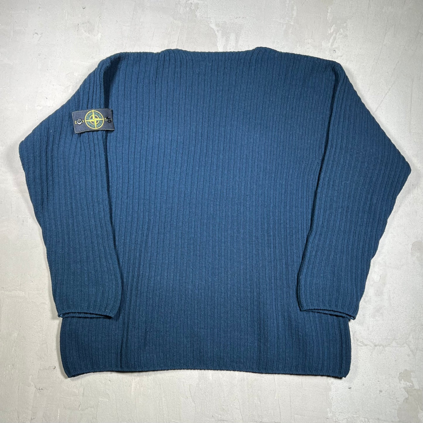 1990s Stone Island Ribbed Knit V Neck Sweater Size Medium USED x18315