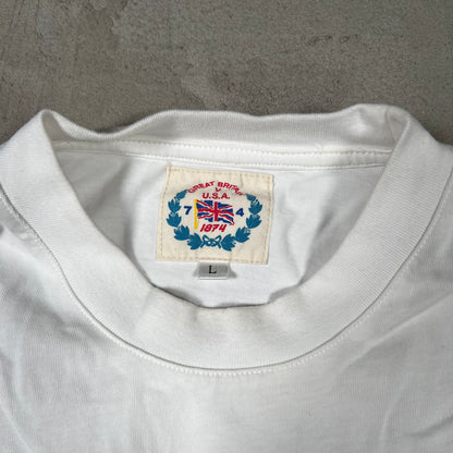 74 Is War Blue Basketball Jersey White Tee Size Large USED x18313