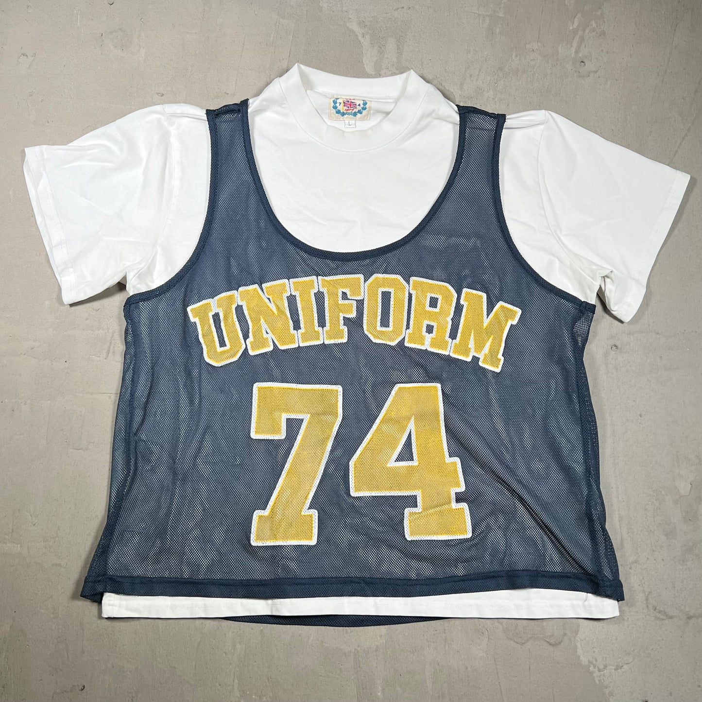 74 Is War Blue Basketball Jersey White Tee Size Large USED x18313