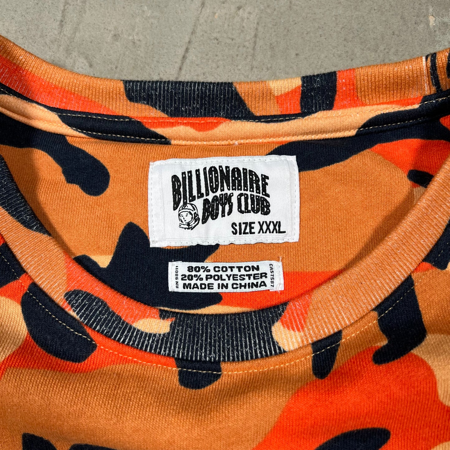 Billionaire Boys Club Orange Camo Crewneck Size XXXL USED x18289