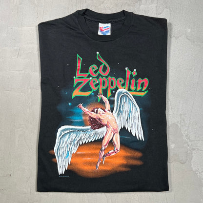 1990 Led Zeppelin Swan Song Black Tee Size XL USED v20037