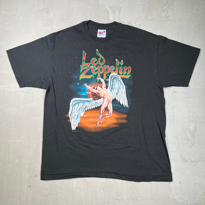 1990 Led Zeppelin Swan Song Black Tee Size XL USED v20037