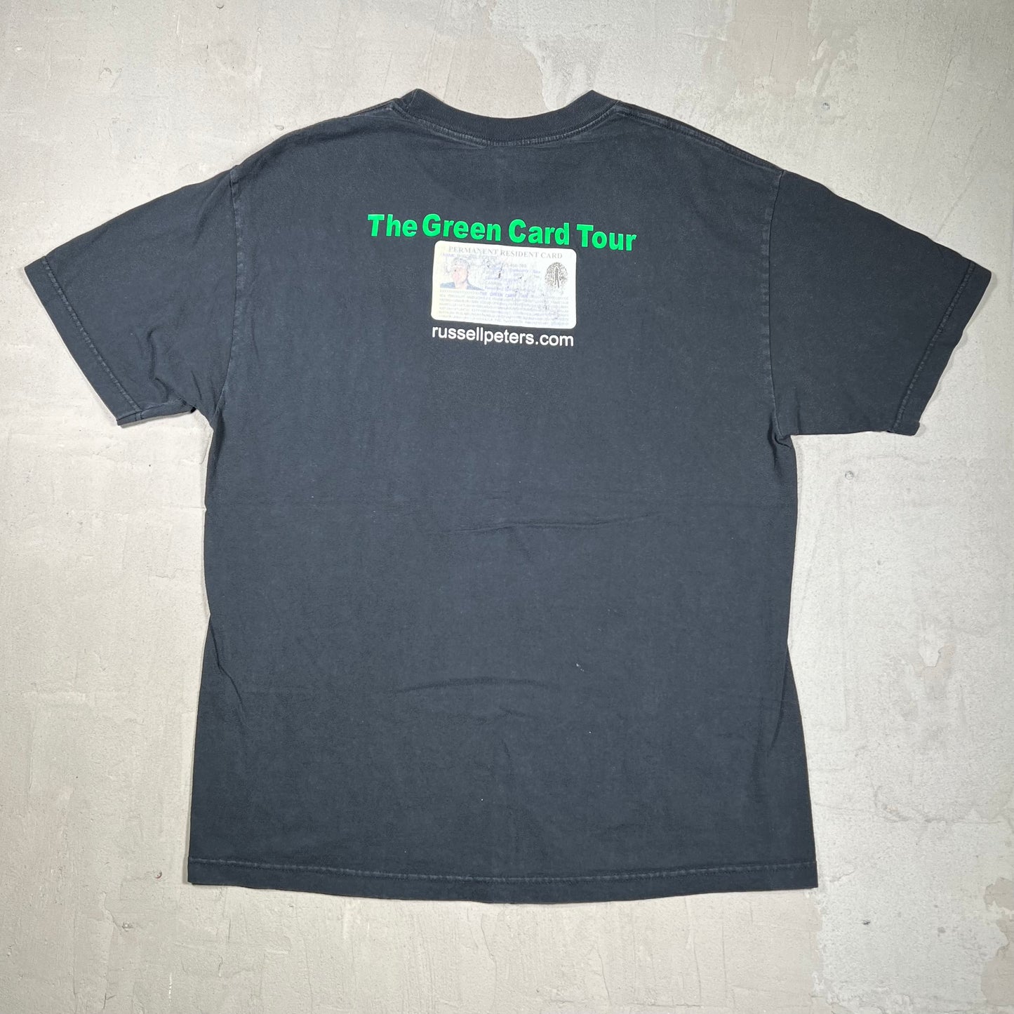 Russell Peters Green Card Tour Somebody Gonna Get Hurt Black Tee Size Large USED v20038