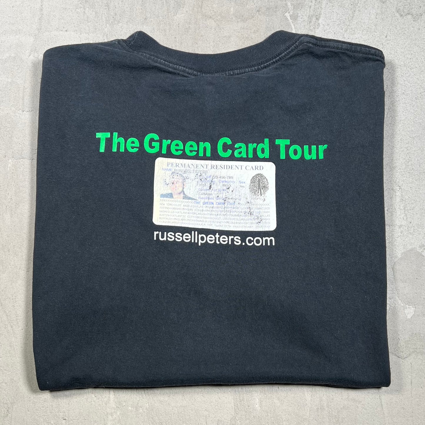 Russell Peters Green Card Tour Somebody Gonna Get Hurt Black Tee Size Large USED v20038