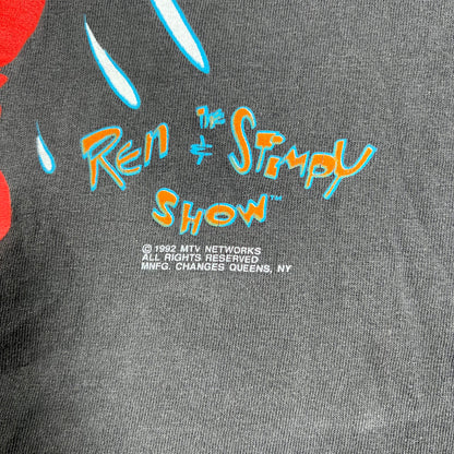 1992 Ren and Stimpy "Bloated Sack" Black Tee Size Large v20044