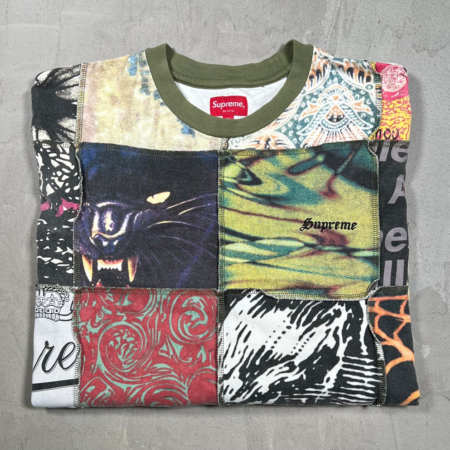 Supreme Mosaic Patchwork Green Longsleeve (2021) Size XL USED x18361