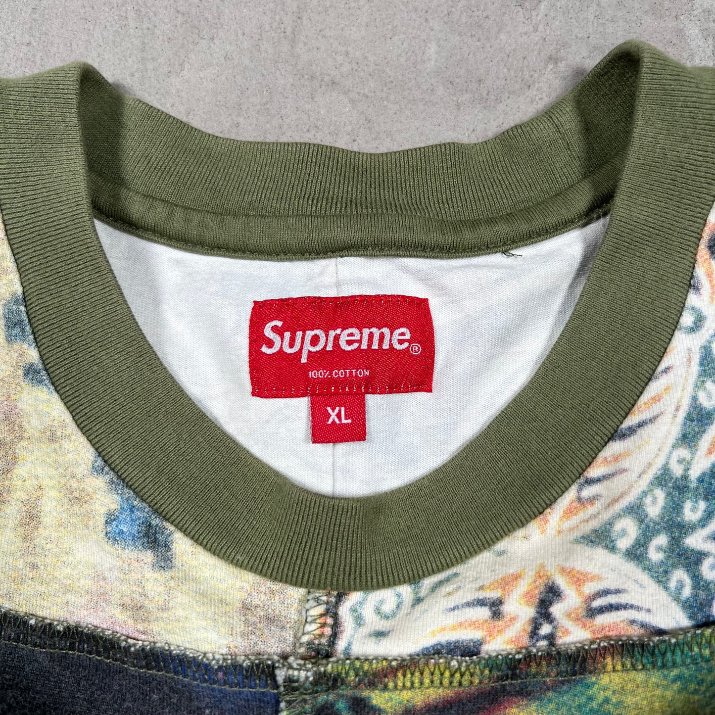 Supreme Mosaic Patchwork Green Longsleeve (2021) Size XL USED x18361