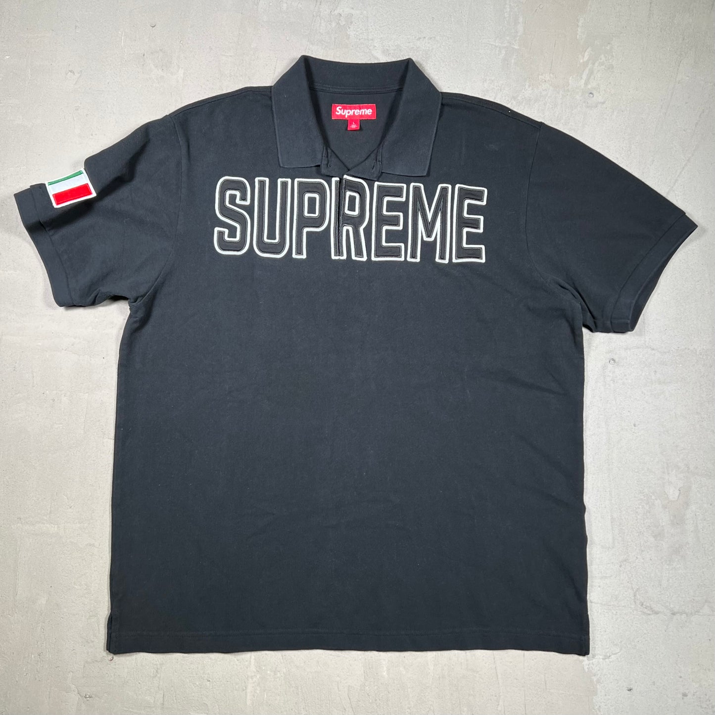 Supreme Twill Applique Polo Black (2025) Size Large USED x18348