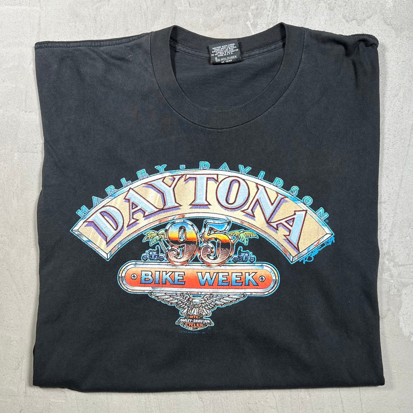 1995 Harley Davidson Daytona Beach Black Tee Size Large USED v20047