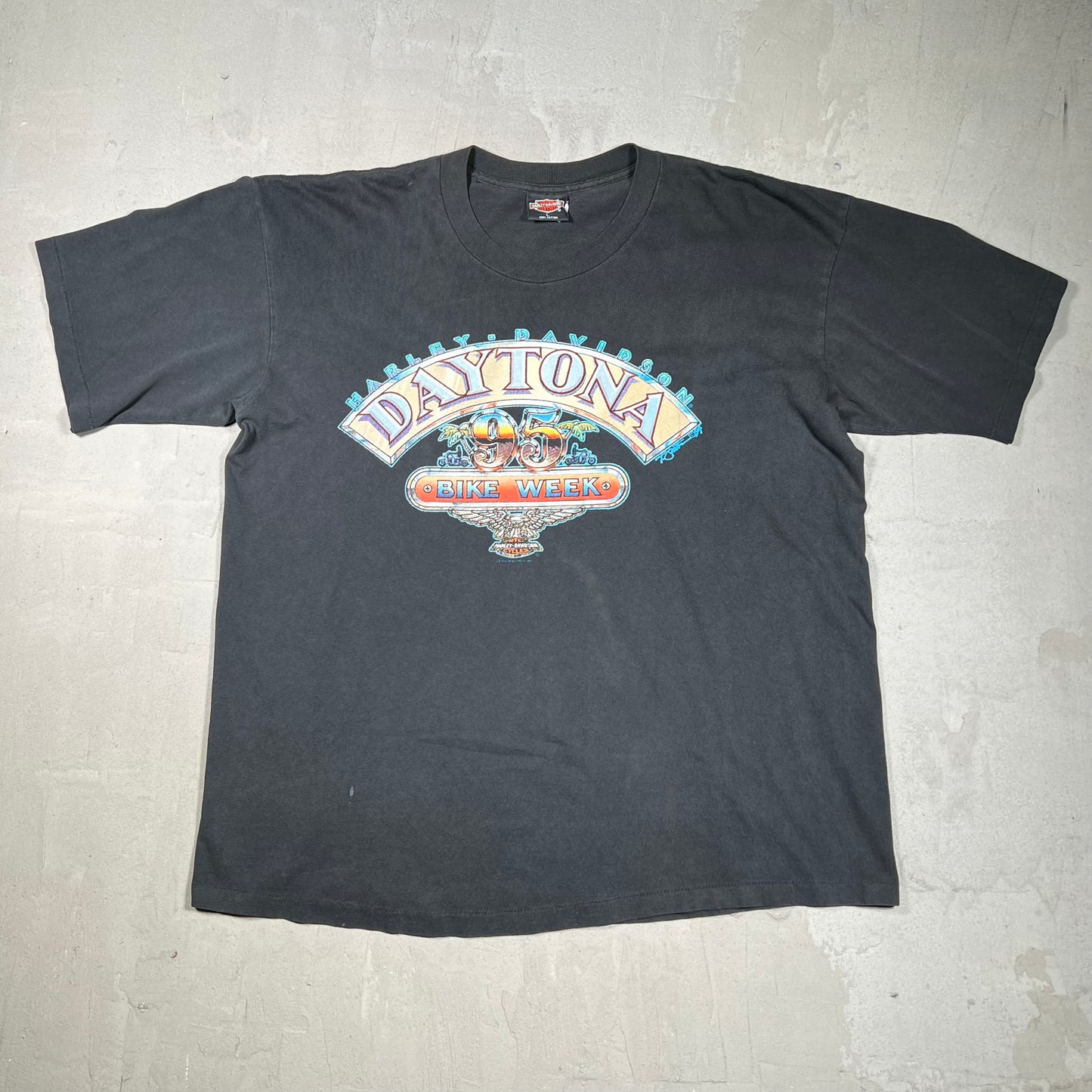 1995 Harley Davidson Daytona Beach Black Tee Size Large USED v20047