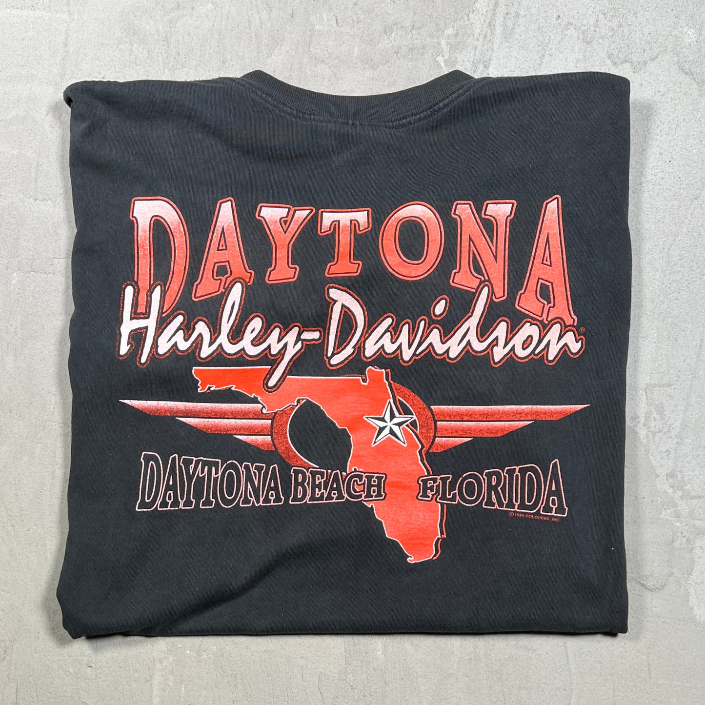1995 Harley Davidson Daytona Beach Black Tee Size Large USED v20047