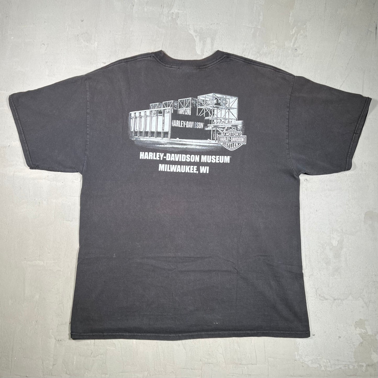 Y2K Harley Davidson Museum Black Tee Size XL USED v20048