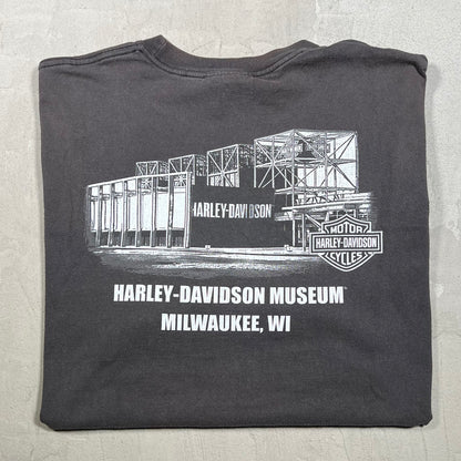 Y2K Harley Davidson Museum Black Tee Size XL USED v20048